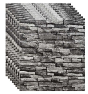8X Tapeta Cegła Kamień Szary 3D Klej 77X70Cm