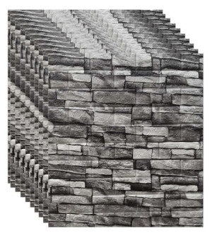 10X Tapeta Cegła Kamień Szary 3D Klej 77X70Cm
