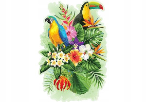 Drewniane Puzzle z figurkami – Ptaki tropikalne