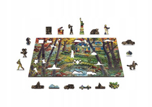 Drewniane Puzzle z figurkami – Domek w lesie