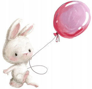 XL Naklejka na ścianę Króliczek Balon 115x82