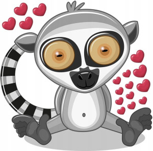 XXL DUŻA Naklejka na ścianę LEMUR Serca 116x115