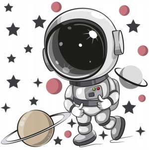 XXL DUŻA Naklejka na ścianę ASTRONAUTA 115x113