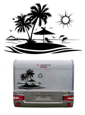 Naklejki Na Samochód Plaża Palmy Camping 60x92cm