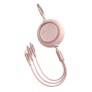 Baseus Bright Mirror płaski zwijany kabel 3w1 USB - USB Typ C / Lightning /