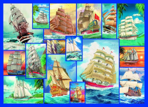 Drewniane Puzzle z figurkami - Pływające statki