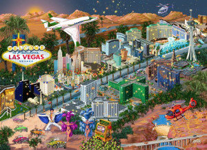 Drewniane Puzzle z figurkami - Witamy w Las Vegas