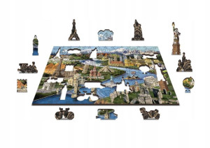 Drewniane Puzzle z figurkami – Atrakcje świata
