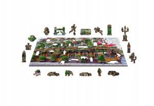 Drewniane Puzzle z figurkami – Londyński pub