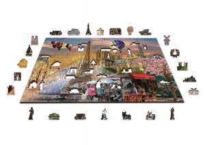 Drewniane Puzzle z figurkami – Wiosna w Paryżu