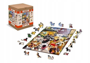 Drewniane Puzzle z figurkami – Psiaki w Paryżu