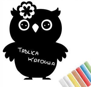 XL FOLIA Kredowa Tablicowa na ścianę SOWA 100x120