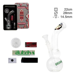 Amsterdam Greenline Bong Gift Set - Zestaw bongo + akcesoria w metalowym pu