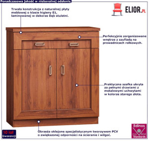 Komoda z szafką i szufladą dąb stuletni - Tilda 3X