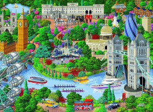 Drewniane Puzzle z figurkami - Zabytki Londynu