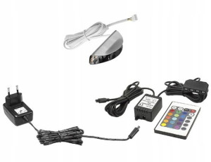 Oświetlenie LED na 1 półkę szklaną RGB + pilot