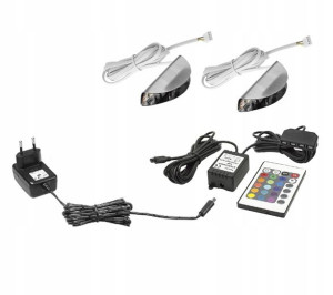 Oświetlenie LED na 2 półki szklane RGB + pilot