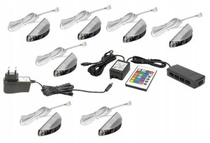 Oświetlenie LED na 7 półek szklanych RGB + pilot