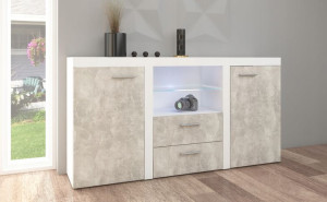 Modna komoda do sypialni POLO 1 biały beton jasny