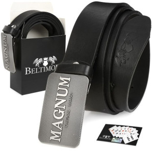 Beltimore skórzany pasek męski czarny szeroki premium W29