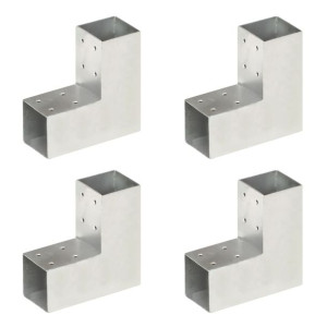 Łączniki w kształcie L, 4 szt., galwanizowany metal, 71x71 mm