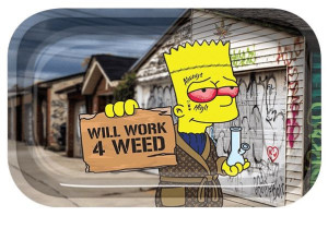 Tacka do jointów Bart Simpson Will Work 4 Weed 29x19 cm metalowa
