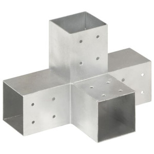 Łącznik do słupków w kształcie X, galwanizowany metal, 81x81 mm