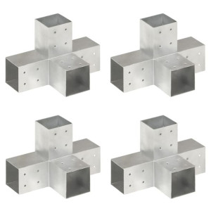 Łączniki w kształcie X, 4 szt., galwanizowany metal, 81x81 mm