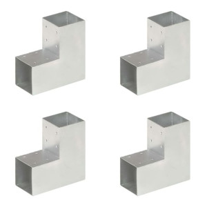 Łączniki w kształcie L, 4 szt., galwanizowany metal, 91x91 mm