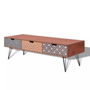 Szafka pod TV z 3 szufladami, 120x40x36 cm, brązowa