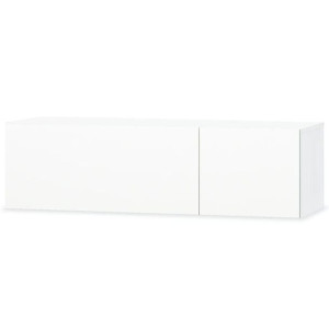 Biała szafka pod TV, 120x40x34 cm, płyta wiórowa, wysoki połysk
