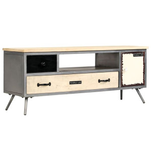Szafka pod telewizor, lite drewno mango i stal, 120x30x45 cm