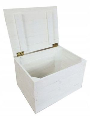 Skrzynka drewniana kuferek biały 41×29,5x25 cm