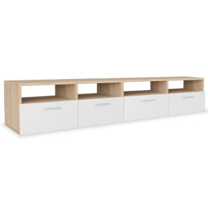 2 szafki pod TV, płyta wiórowa, 95x35x36 cm, dębowe i białe