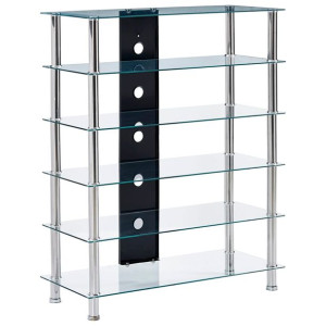 Szafka HiFi, przezroczysta, 90x40x113 cm, hartowane szkło