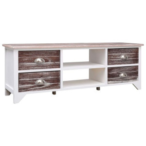 Szafka pod TV, biało-brązowa, 115x30x40 cm, drewno paulownia