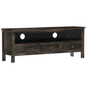 Szafka pod TV, czarna, 120 x 30 x 45 cm, lite drewno mango