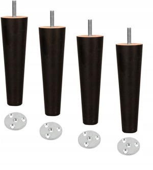 Nogi Nóżki Drewniane Czarny Mat H-150 + Blachy B5