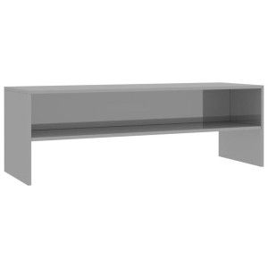 Szafka pod TV, szara, wysoki połysk, 120x40x40cm, płyta wiórowa