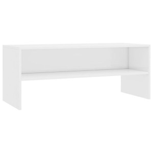 Szafka pod TV, biała, wysoki połysk, 100x40x40cm, płyta wiórowa