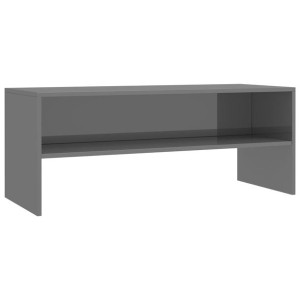 Szafka pod TV, szara, wysoki połysk, 100x40x40cm, płyta wiórowa