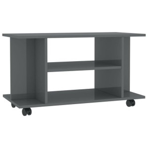Szafka pod TV z kółkami, wysoki połysk, szara, 80x40x40 cm