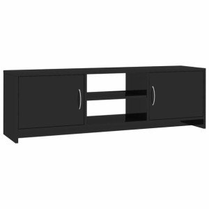 Szafka pod TV, wysoki połysk, czarna, 120 x 30 x 37,5 cm
