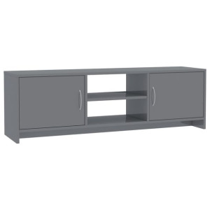 Szafka pod TV, wysoki połysk, szara, 120 x 30 x 37,5 cm