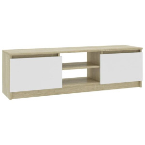 Szafka TV, biel i dąb sonoma, 120x30x35,5 cm, płyta wiórowa