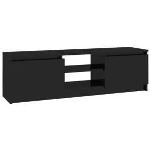 Szafka pod TV, wysoki połysk, czarna, 120 x 30 x 35,5 cm