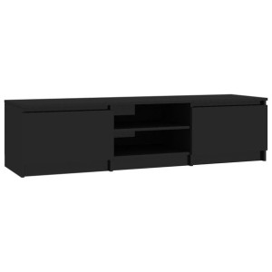 Szafka pod TV, wysoki połysk, czarna, 140x40x35,5 cm