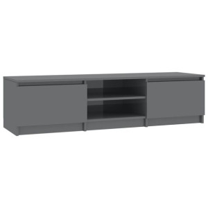 Szafka pod TV, wysoki połysk, szara, 140x40x35,5 cm