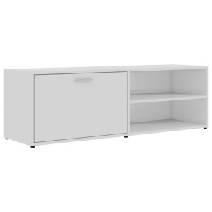 Szafka pod TV, wysoki połysk, biała, 120x34x37cm, płyta wiórowa