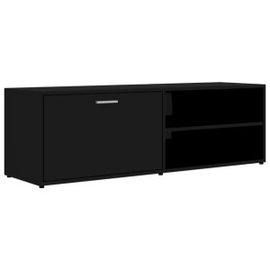 Szafka pod TV, czarna na wysoki połysk, 120x34x37 cm